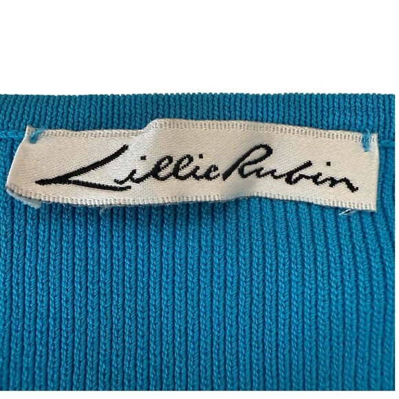 Vintage Lillie Rubin Blue Sleeveless Lace-Up Knit Top Size M Y2K Deadstock NWT - Picture 6 of 12